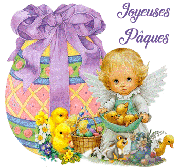 Gif animé joyeuses Pâques ange oeuf